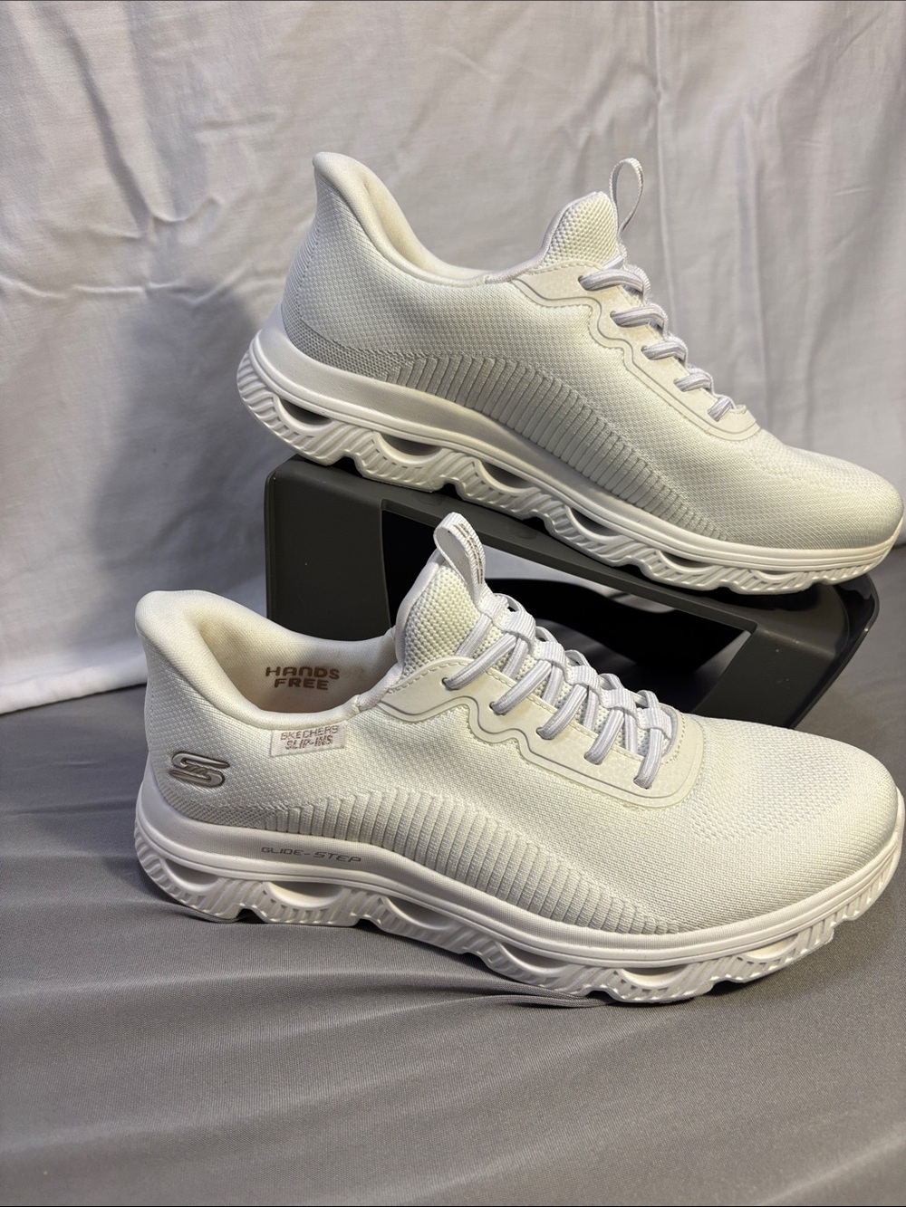 Skechers Women’s White Slip-On Knit Athletic Sneakers